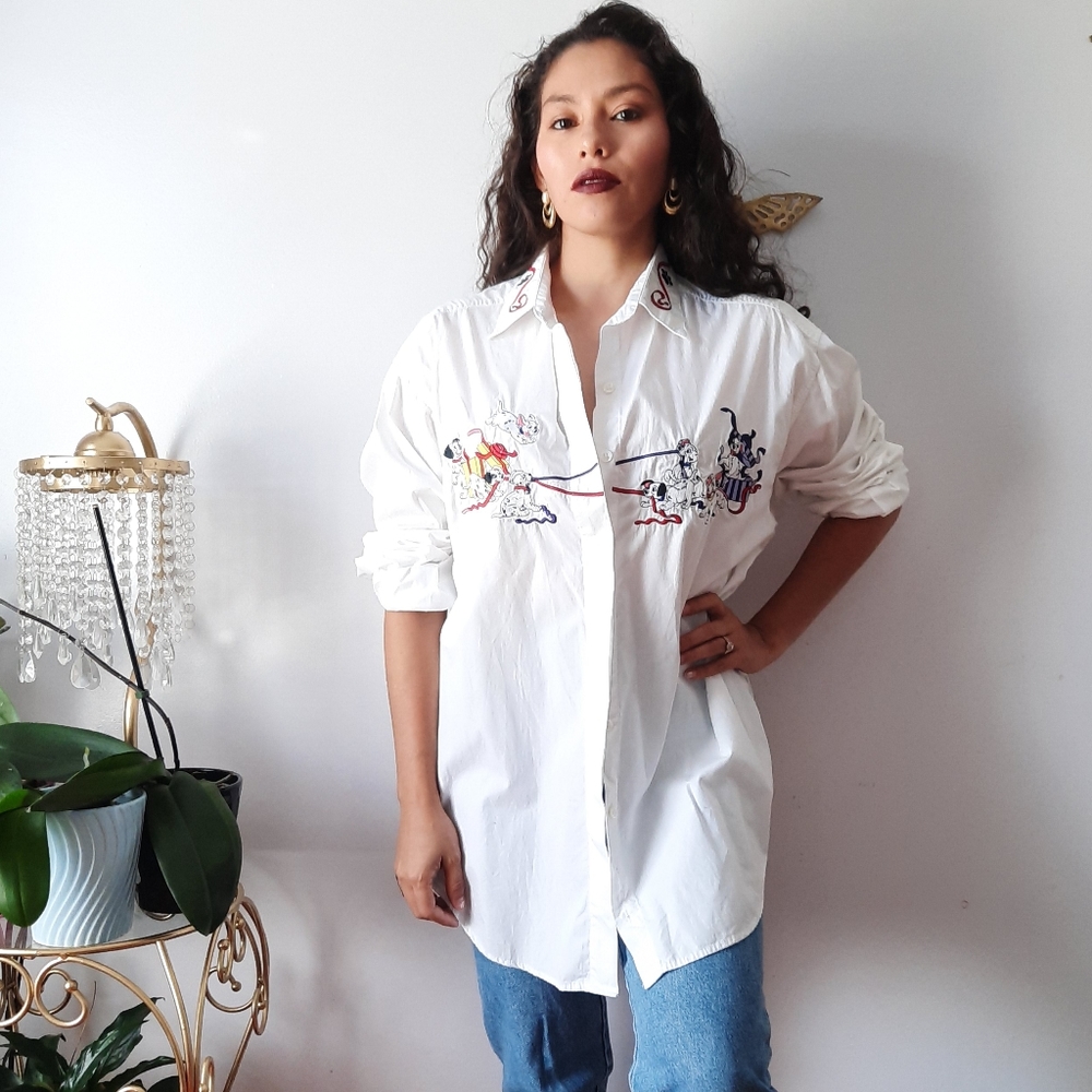 Vintage 101 dalmatians Christmas themed button up
